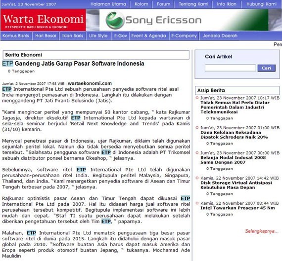Warta Ekonomi Interviews ETP During Retail NEXT Indonesia