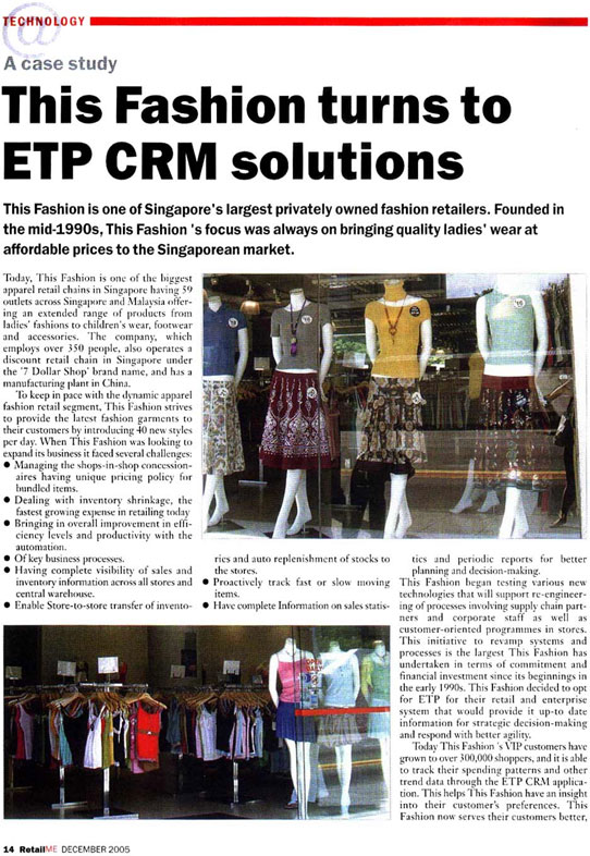 This Fashion turns to ETP CRM solutions